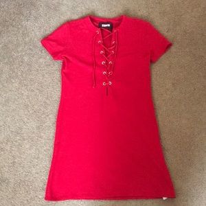Reformation red lace up dress